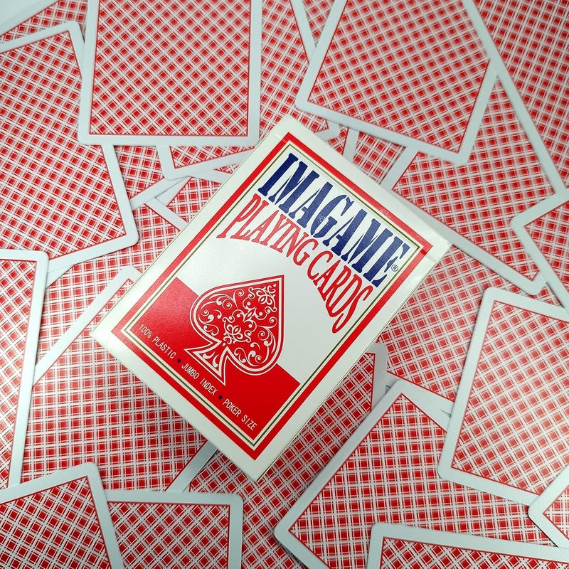IMAGAME Plastic Playing Cards, Real Poker Size, Casino Quality, Jumbo Index, Exceptional Handing, Waterproof & Washable, Perfect for Texas Hold’em Poker, 1 Red Deck - Image 2